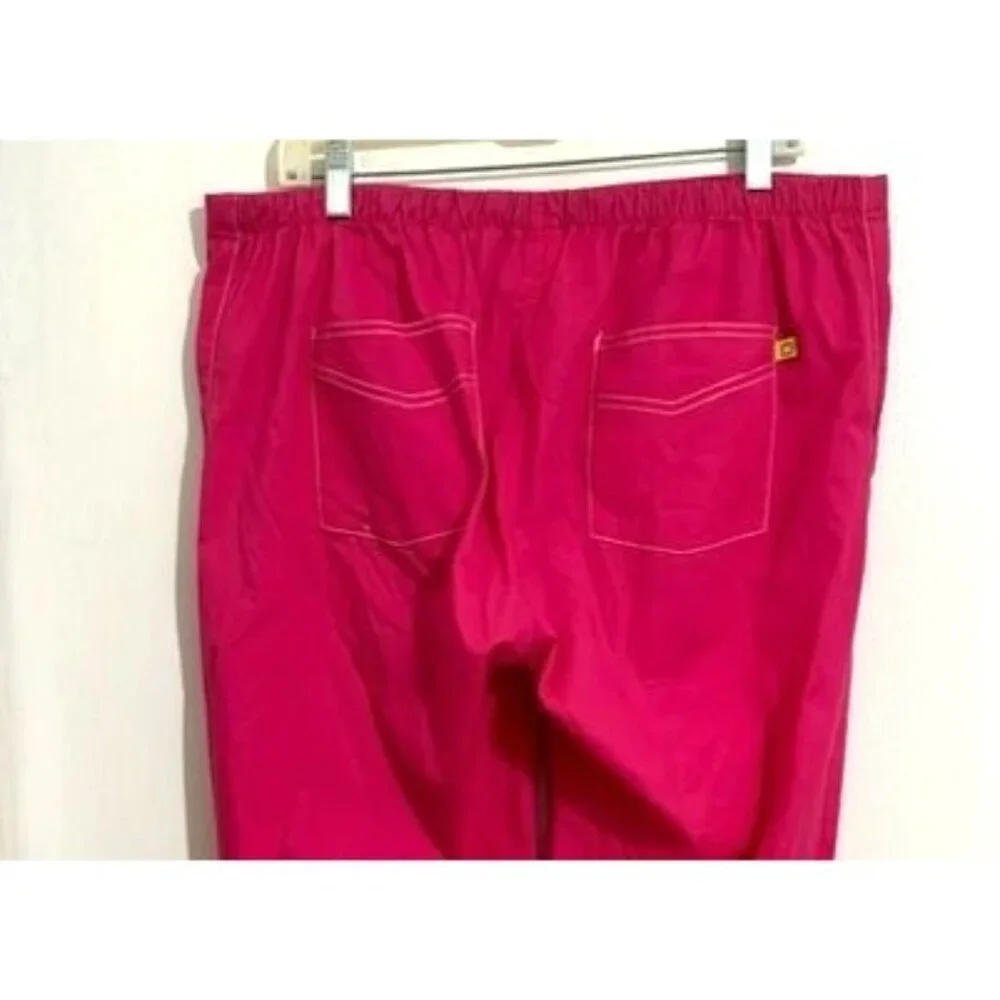 Hot Pink Cotton Womens Pants Size L Elastic Waist - Picture 5 of 9